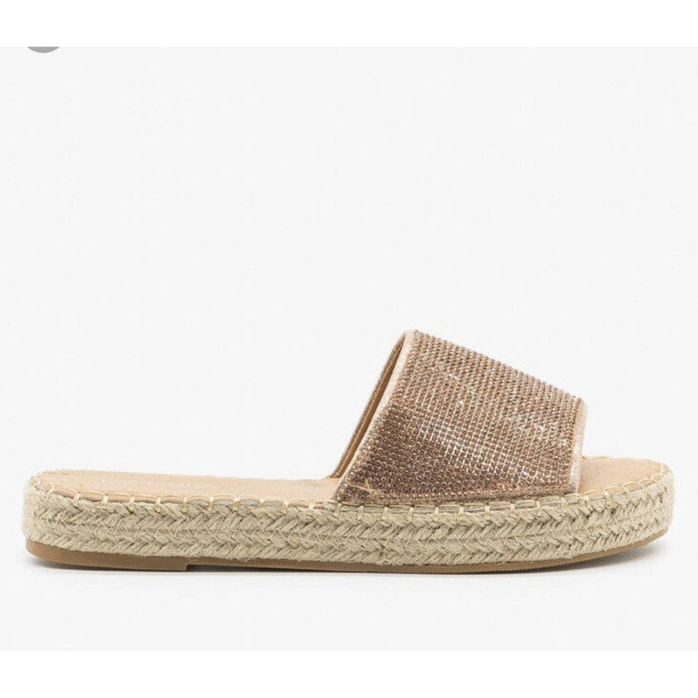 New top moda espadrille gold Rhinestone